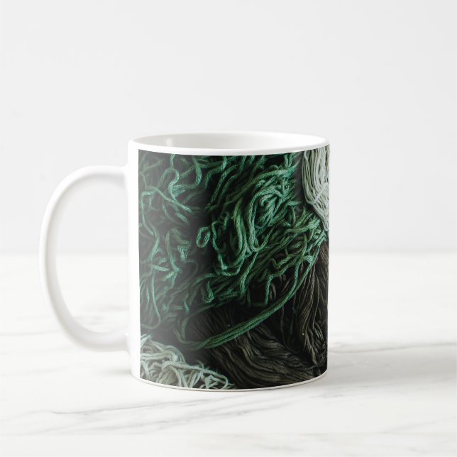 White, grey, and green ropes coffee mug (Left)