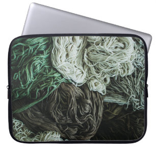 White, grey, and green ropes laptop sleeve