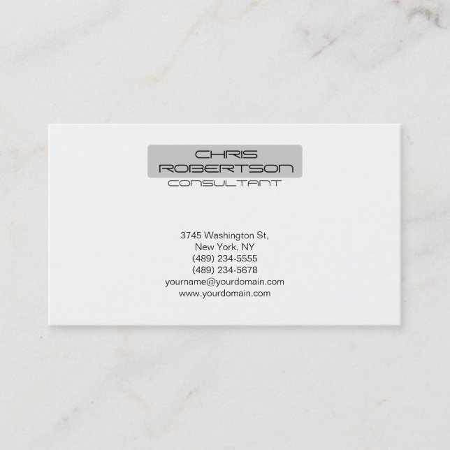 White Grey Attractive Charming Business Card (Front)