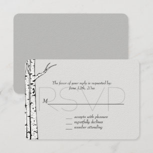 White Grey Birch Trees Wedding RSVP