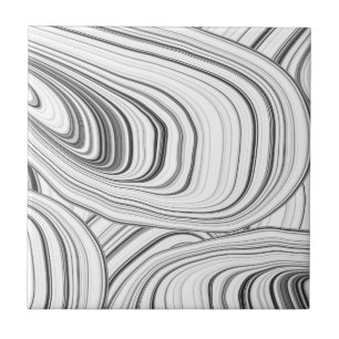 White, Grey Black Modern Abstract Swirls Pattern Tile