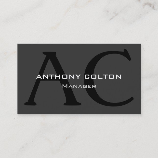 White Grey Black Monogram Manager Business Card (Front)