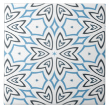White, Grey & Blue Geometric Snowflake