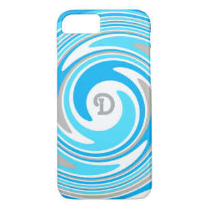 White Grey Blue Swirl Abstract Monogram iPhone 8/7 Case