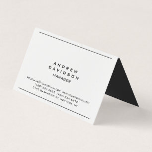 White Grey Border Trendy Plain Chic Business Card