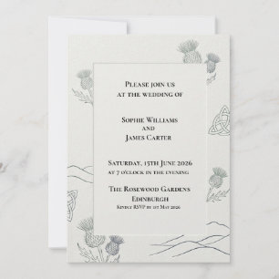 White Grey Botanical Wedding Invitation