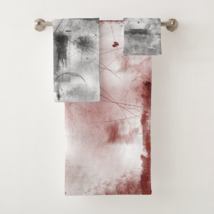 White Grey Burgundy Rustic Modern Abstract 2 Nr56 Bath Towel Set