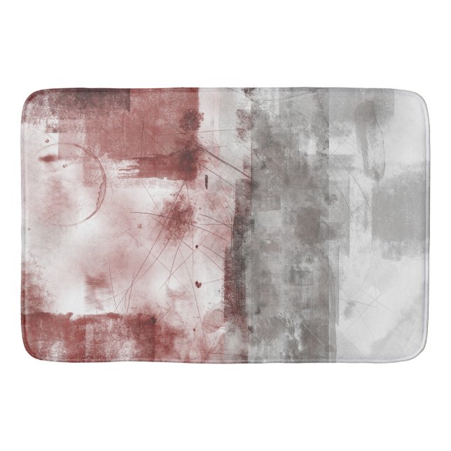White Grey Burgundy Rustic Modern Abstract Nr56 Bath Mat (Front)
