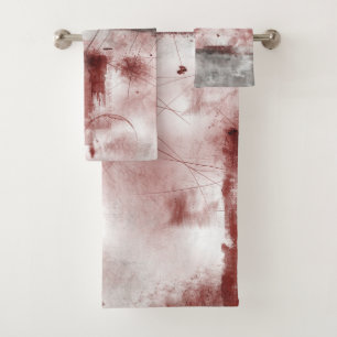 White Grey Burgundy Rustic Modern Abstract Nr56 Bath Towel Set