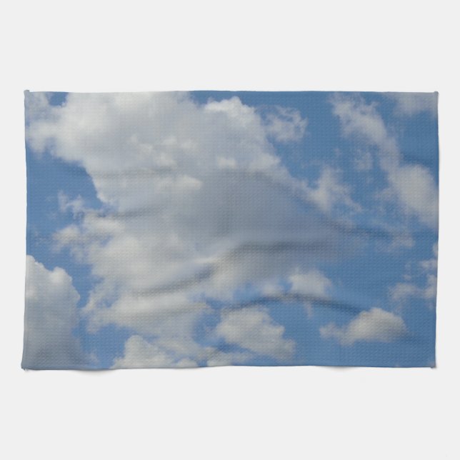 White/Grey Clouds and Blue Sky Kitchen Towel (Horizontal)