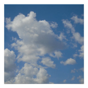 White/Grey Clouds and Blue Sky Poster
