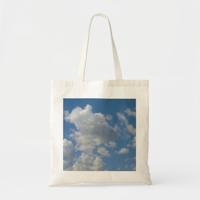 White/Grey Clouds and Blue Sky Tote Bag (Front)