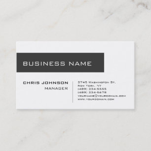White Grey Contemporary Manager Business Card
