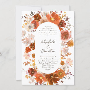 White Grey Copper Floral Botanical Wedding Arch Invitation