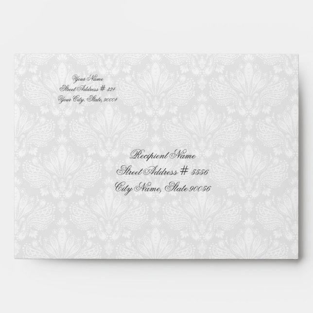 White&Grey Floral Lace Envelope (Front)