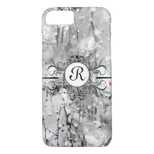 White grey floral pattern elegant iPhone 8/7 case