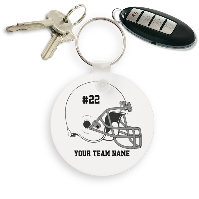 White Grey Football Helmet•Custom Key Ring (Creator Uploaded)