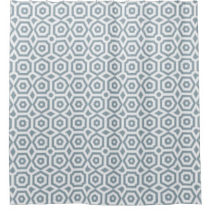 white grey geometric pattern art deco  shower curtain