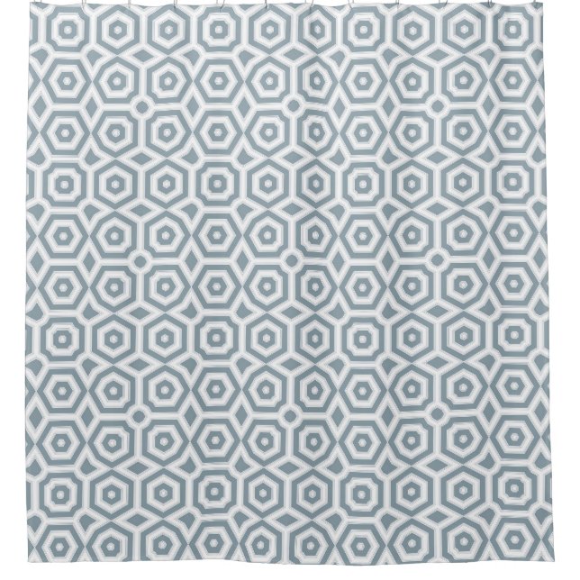 white grey geometric pattern art deco  shower curtain (Front)