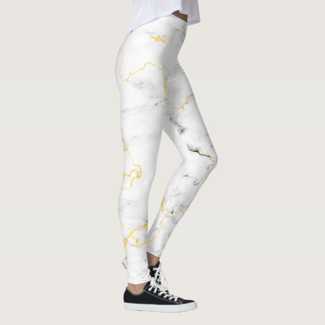 White grey gold foil marble pattern leggings (Right)