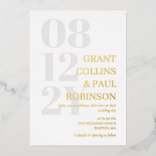 White Grey & Gold Typography Wedding