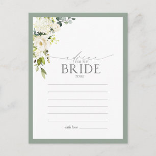 White Grey Green Floral Advice To The Bride Postcard