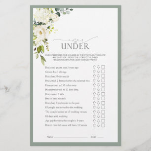 White Grey Green Watercolor Bridal Shower Game