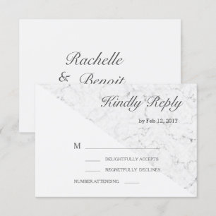 White grey grey marble effect modern wedding rsvp invitation