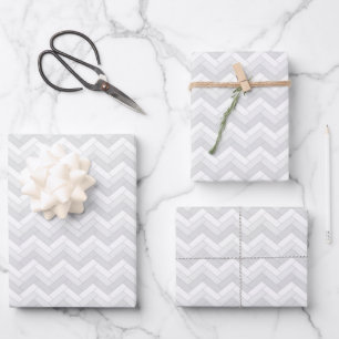 White Grey Herringbone Pattern Wrapping Paper Sheet