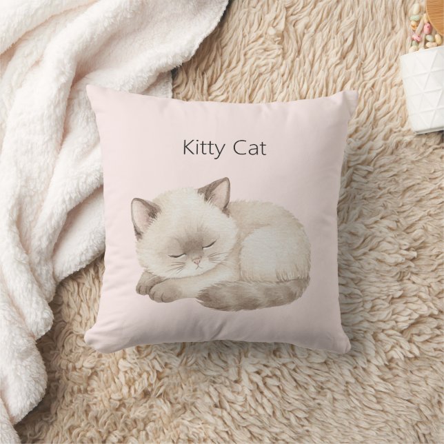 White Grey Kitty Cat Cushion (Blanket)