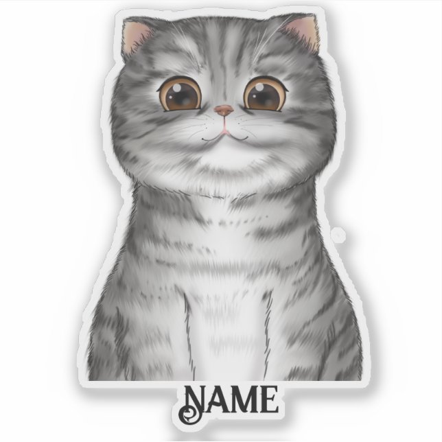 White & Grey Kitty Personalised  (Front)