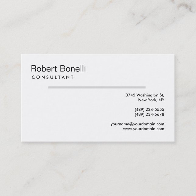 White Grey Line Modern Consultant Business Card (Front)