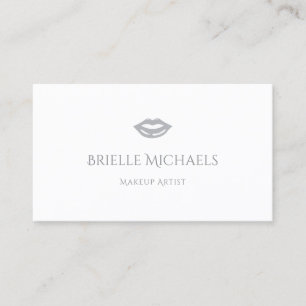 White Grey Lips Makeup Artist Business Card