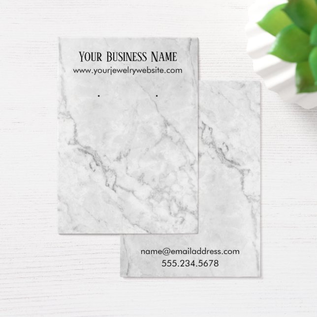 White & Grey Marble Earring Holder Display Cards (Desk)