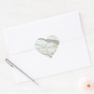 White grey marble luxurious design heart sticker