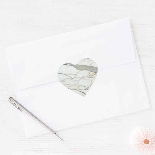 White grey marble luxurious design heart sticker (Envelope)