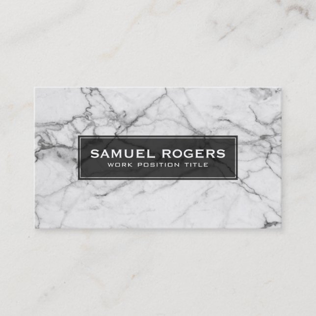 White & Grey Marble Print Business Card (Front)