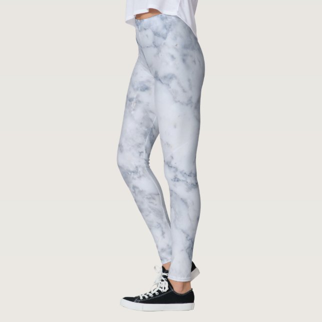 White & Grey Marble Print Leggings (Left)
