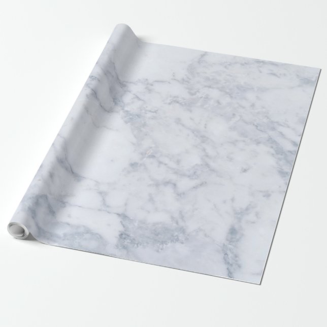 White & Grey Marble Stone Print Wrapping Paper (Unrolled)