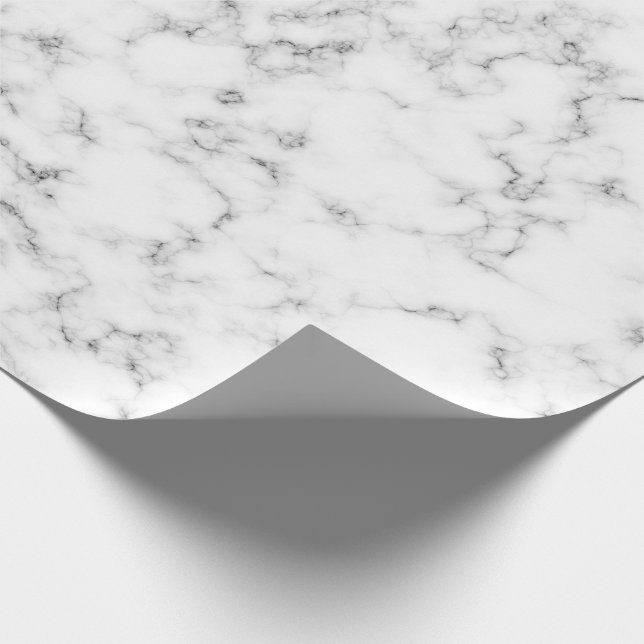 White Grey Marble Wedding Holiday Wrapping Paper (Corner)