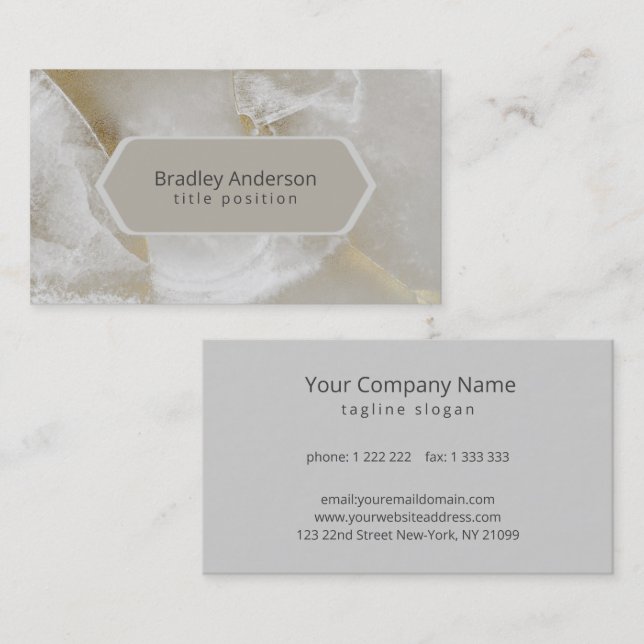 White & Grey Marble with Gold  Business Card (Front/Back)