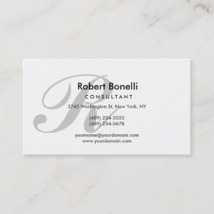 White Grey Monogram Consultant Business Card
