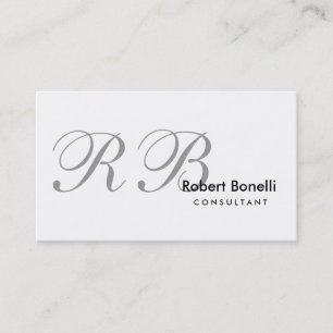 White Grey Monogram Consultant Business Card