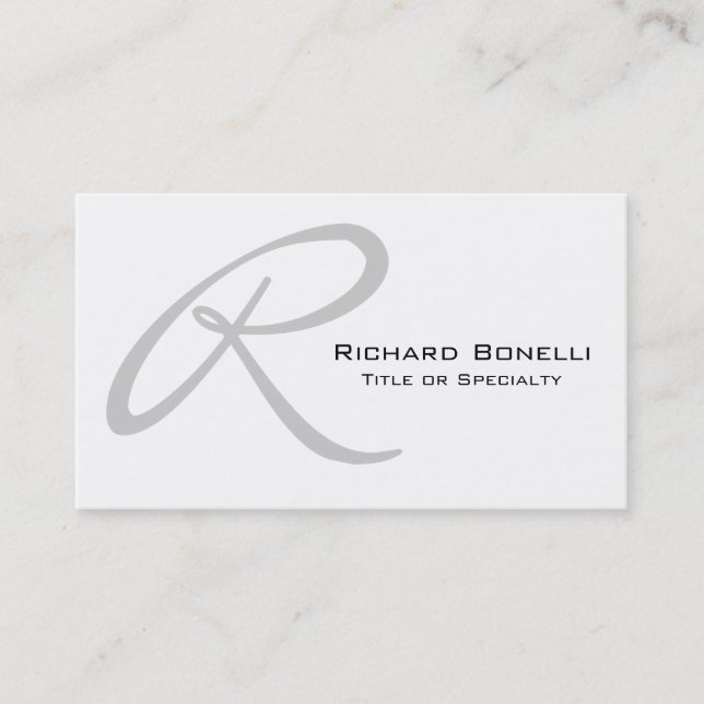 White Grey Monogram Consultant Business Card (Front)
