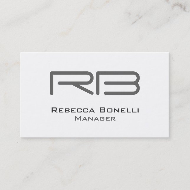 White Grey Monogram Manager Business Card (Front)