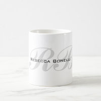 White Grey Monogram Name Initials Plain Stylish