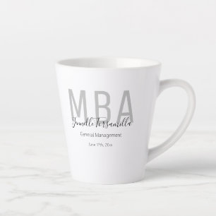 White Grey Name MBA Graduate Latte Mug