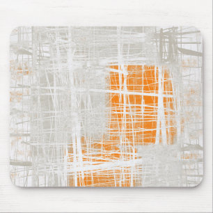 White grey orange abstract mouse mat