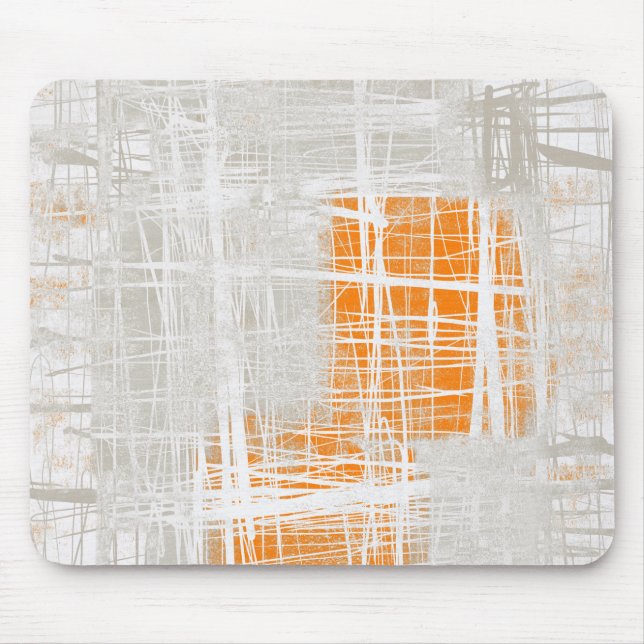 White grey orange abstract mouse mat (Front)