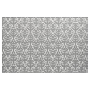 White Grey Parisian Damask Pattern Fabric